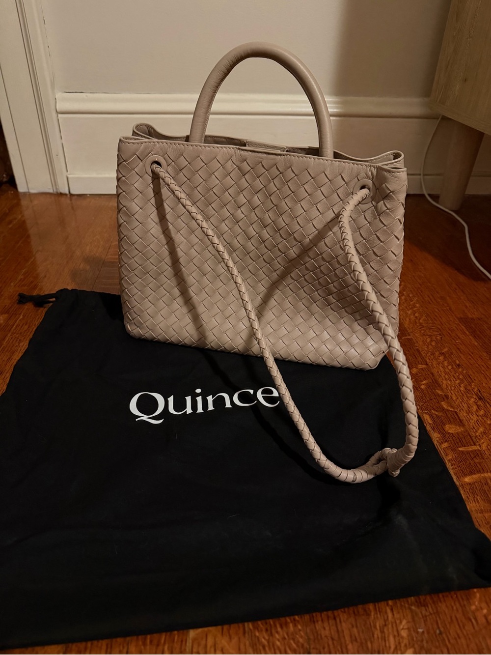 Romy Handwoven Satchel -Taupe Leather Shoulder Bag